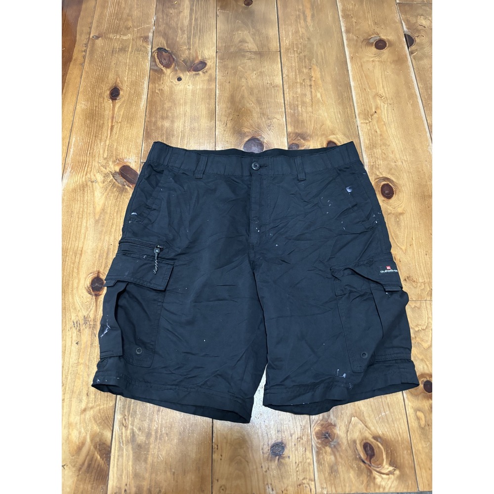Quiksilver Men's Black Cargo Shorts Size 32 Performance‎ Polyester Blend Outdoor
